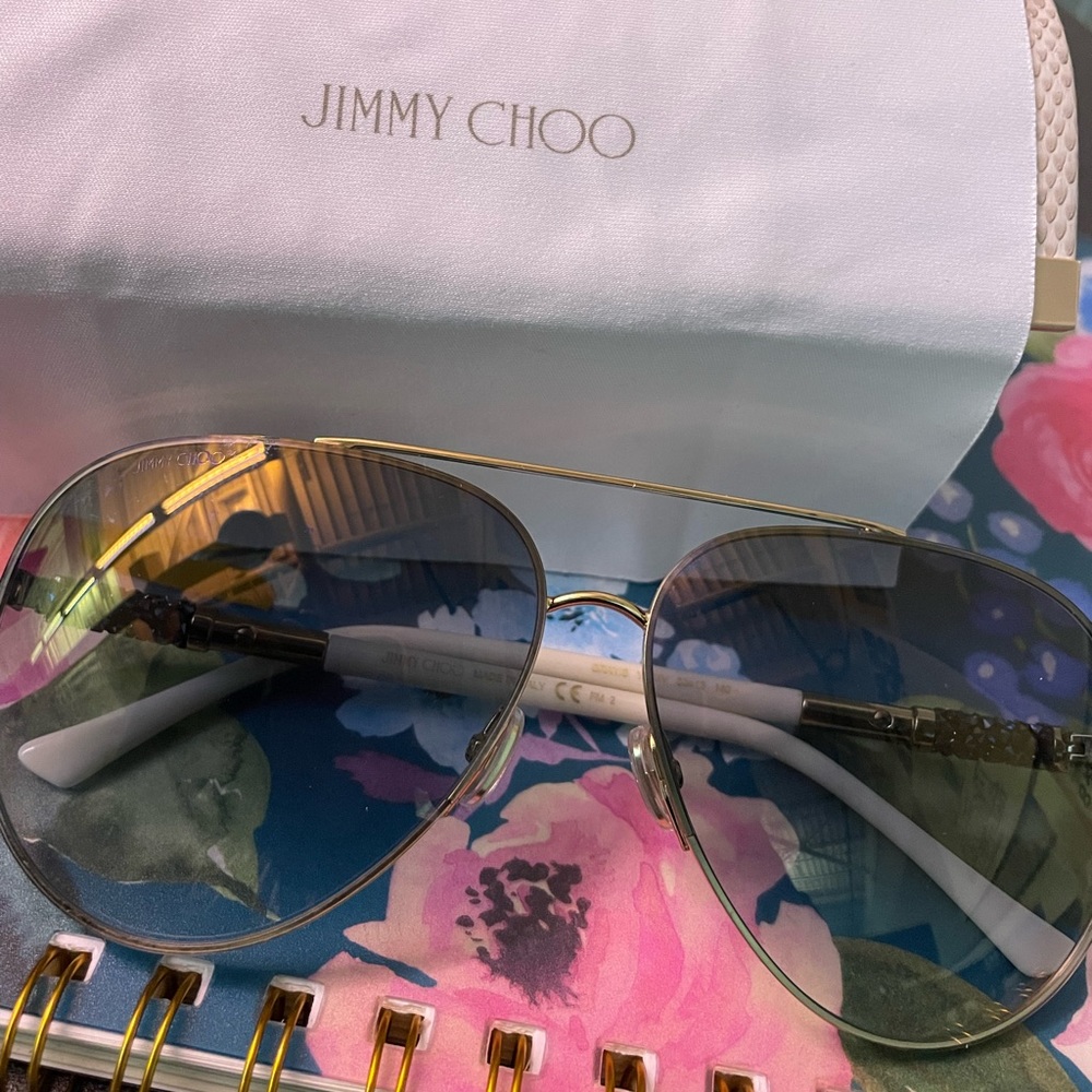 Gold Jimmy Choo aviator sunglasses
